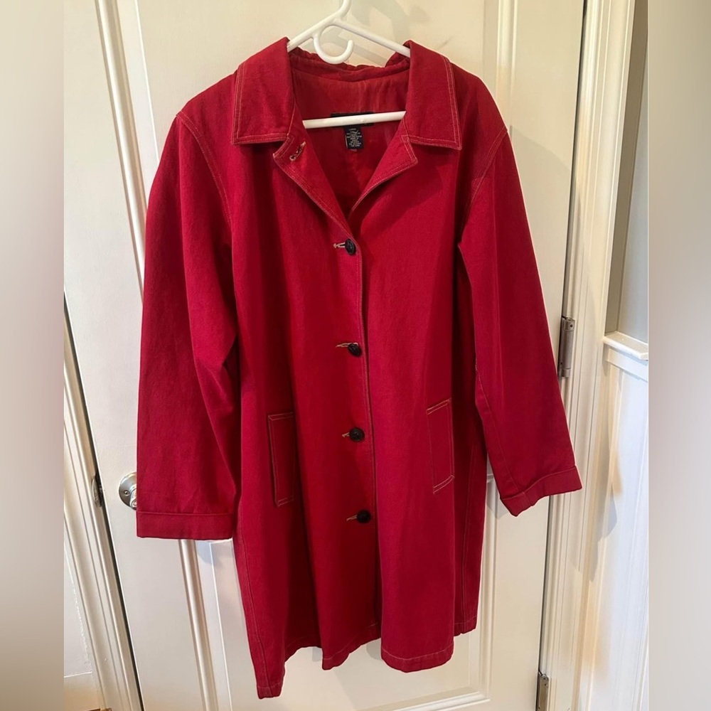 Women's Red Denim Coat